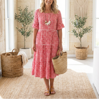 Zora Sable Short-Sleeve Midi Dress