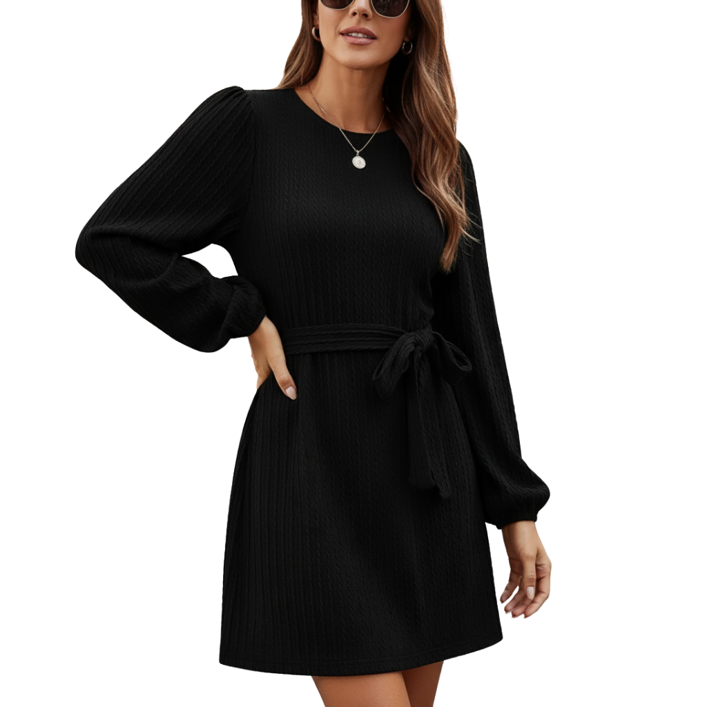 Sofia™ - Knitted Belted Sweater Dress