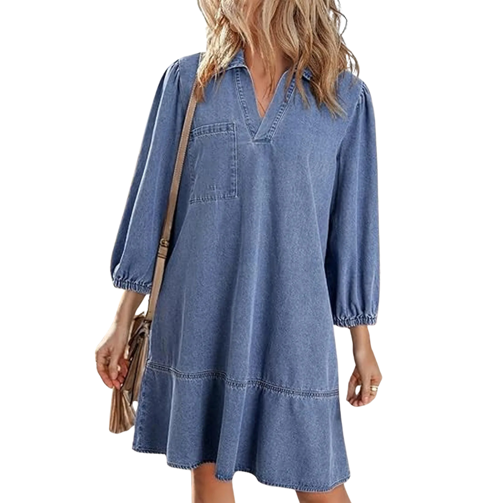 Lena™ - Denim V-Neck Dress