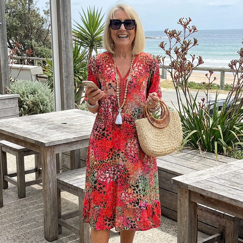 Sofia™ - Elegant Floral Midi Dress with Tummy Coverage