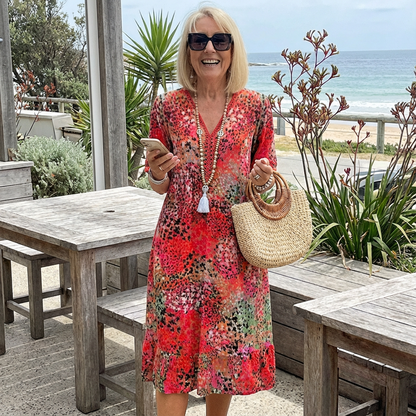 Sofia™ - Elegant Floral Midi Dress with Tummy Coverage