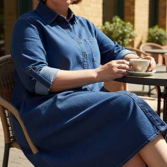 Nymera™ – Mid-Calf Denim Shirt Dress