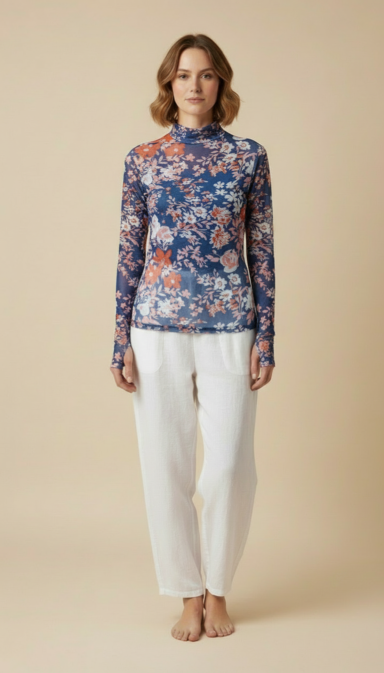 Ravena™ Printed Mesh Long-Sleeve Top