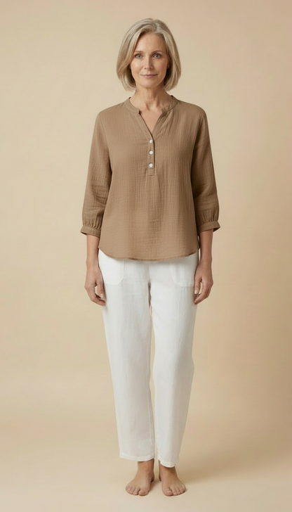 Grace™ - Relaxed Button Blouse  with Pleats