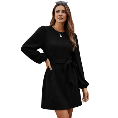 Sofia™ - Knitted Belted Sweater Dress