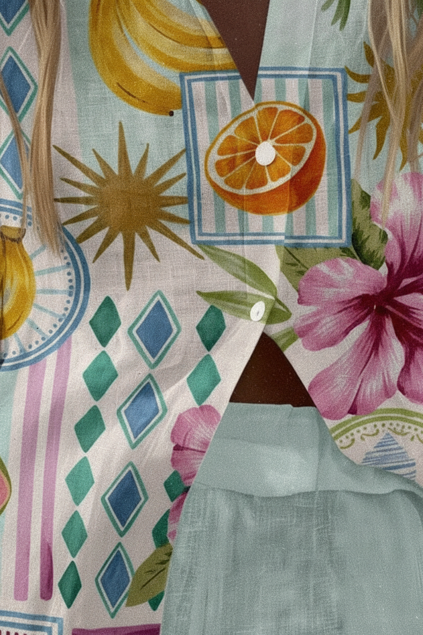 Maevin – Short Summer Jumpsuit with Fruit Print