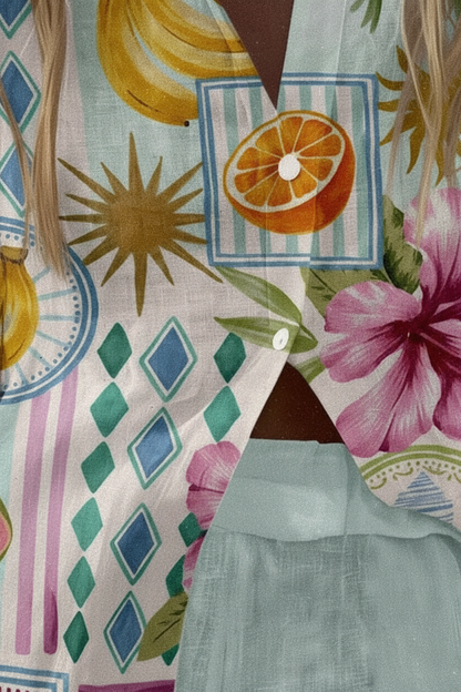 Maevin – Short Summer Jumpsuit with Fruit Print