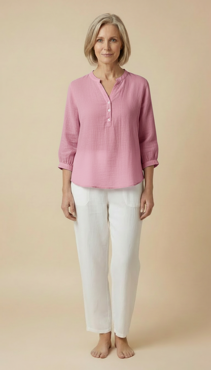 Grace™ - Relaxed Button Blouse  with Pleats