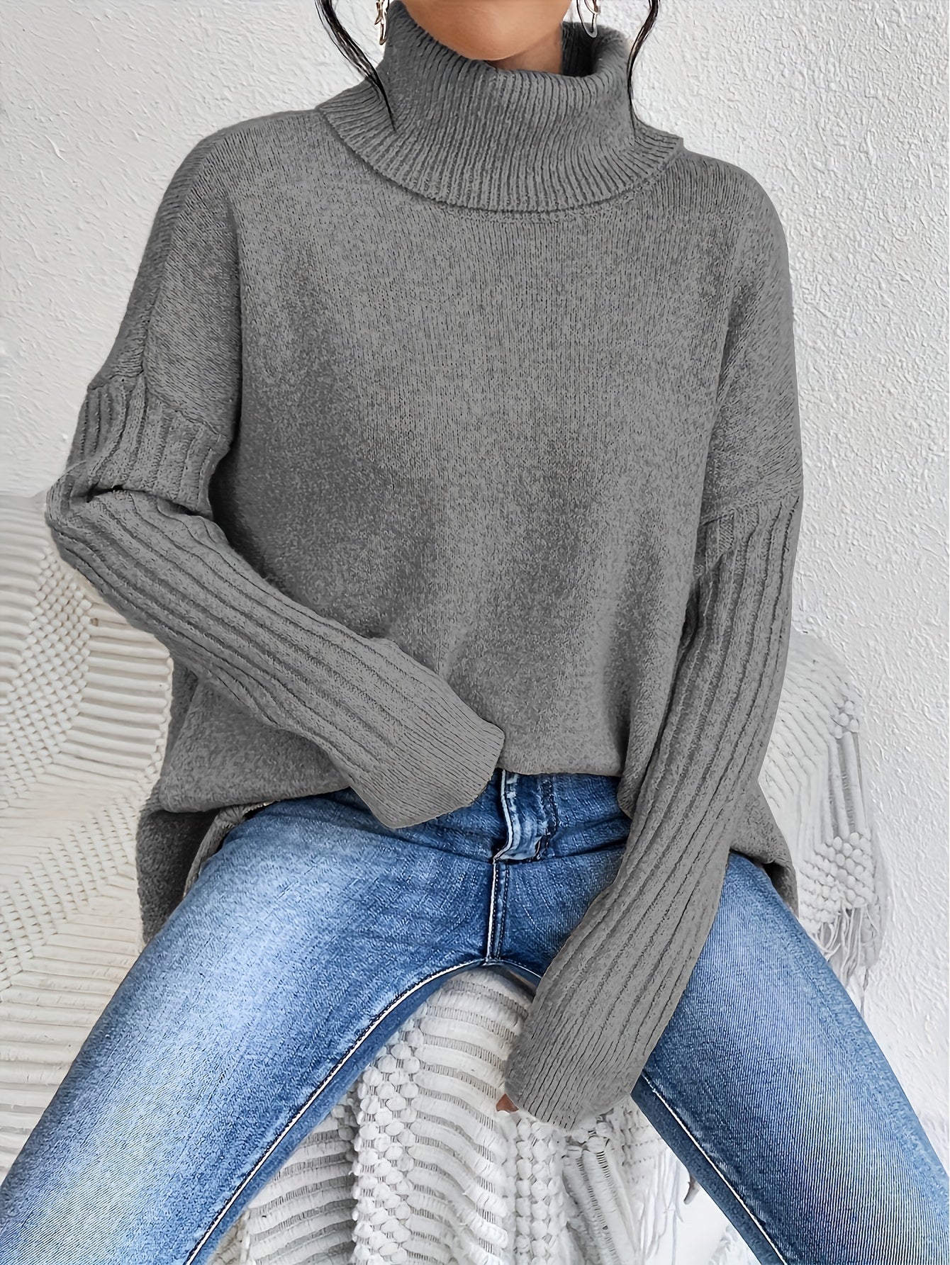 Tahlia™ - Casual Long Sleeve High Neck Sweater