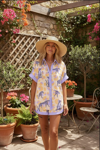 Reolia - Short Summer Suit in Leopard Print