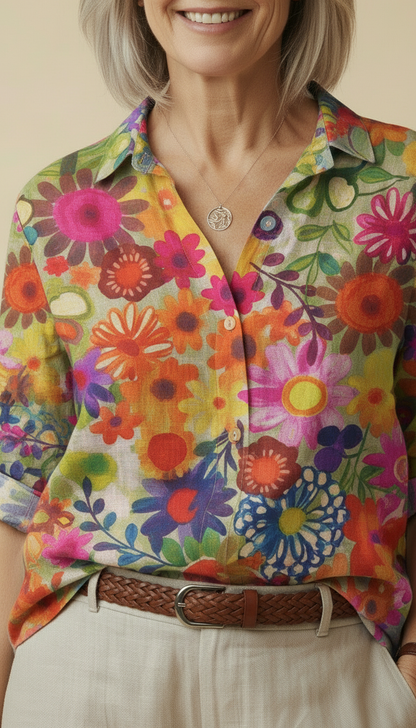 Joan™ - Vintage Floral Blouse With A Classic Silhouette