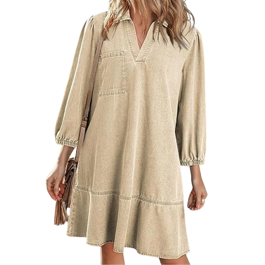 Lena™ - Denim V-Neck Dress