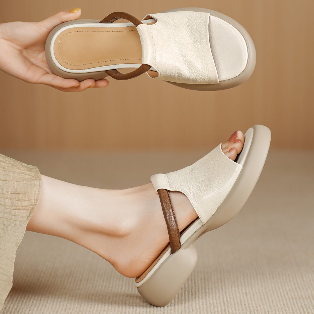 Aria™ Sheepskin Peep-Toe Slides Sandals