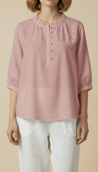 Virelle™ - Elegant Relaxed Cotton Summer Blouse