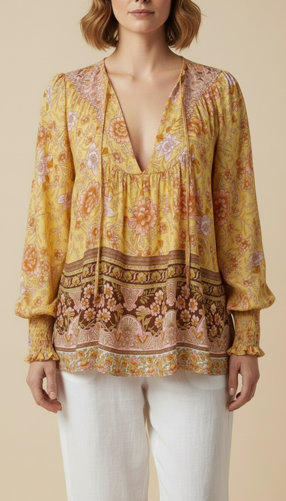 Elowen™ Bohemian Floral Blouse
