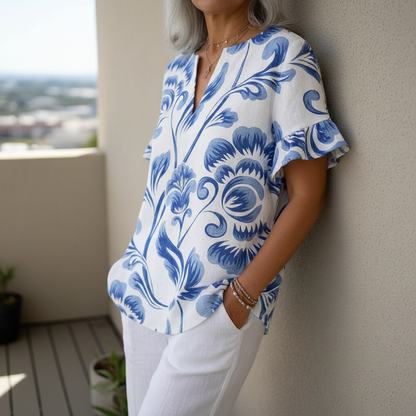 Kiona™ - Elegant Blouse With Floral Print