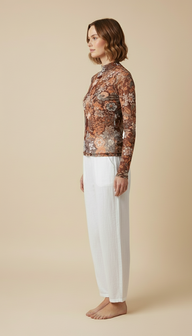 Ravena™ Printed Mesh Long-Sleeve Top