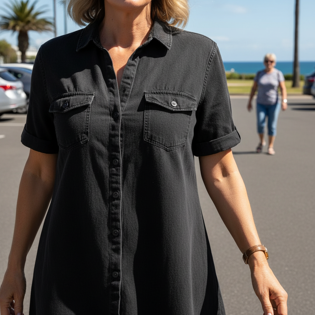 Maribel™ – Easygoing Denim Shirt Dress