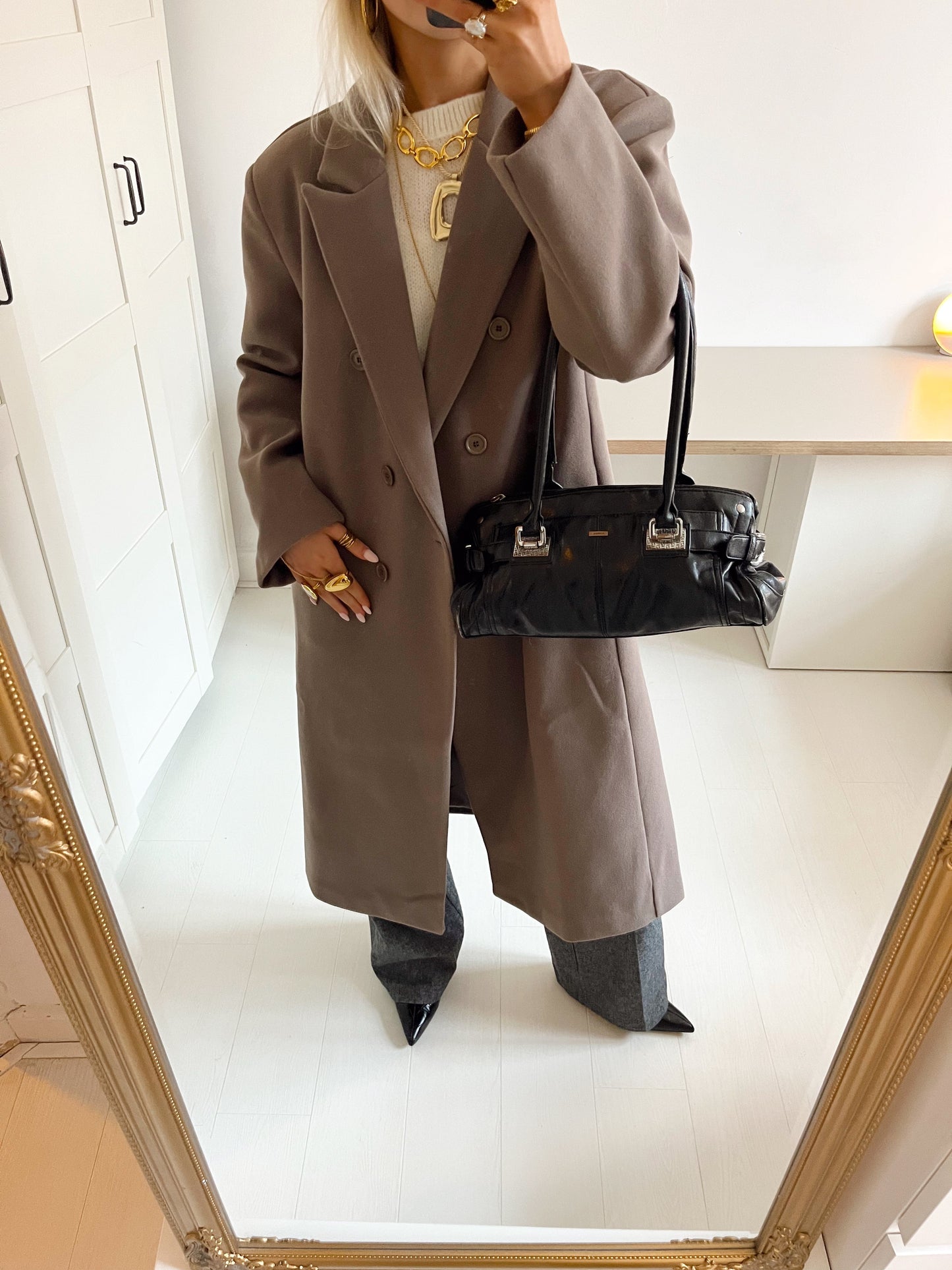 Alva oversized frakke - Taupe