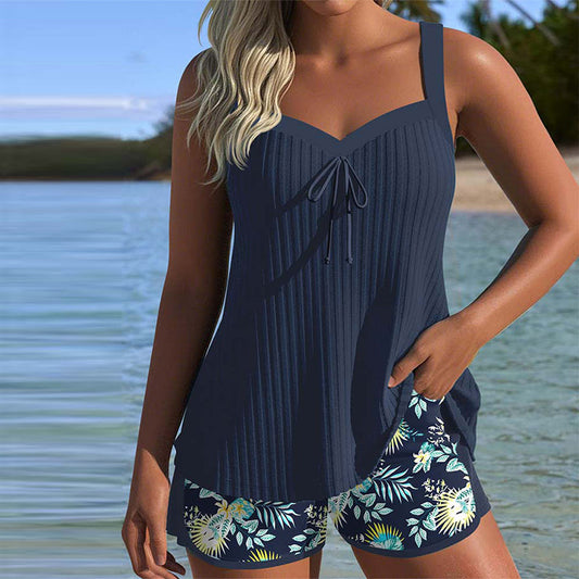 Grace® | Striped Tankini with Two-Piece Beach Bottom