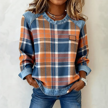 Vintage Check Patchwork Blouse
