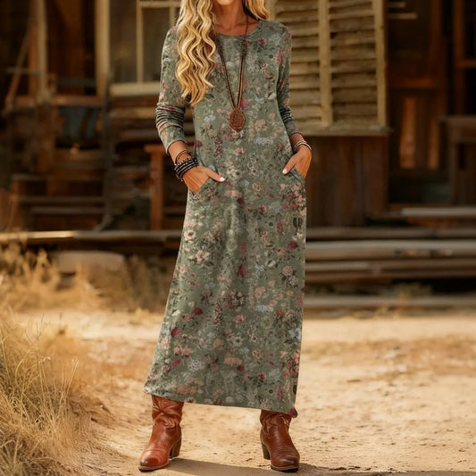 Vintage Floral Print Dress