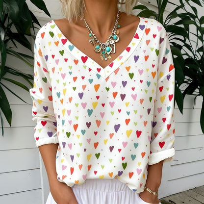 Casual Printed Heart T-Shirt
