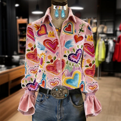 Vintage Heart Print Shirt