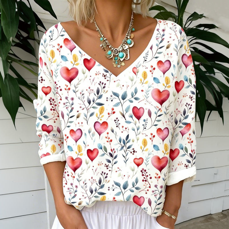 Casual Printed Heart T-Shirt