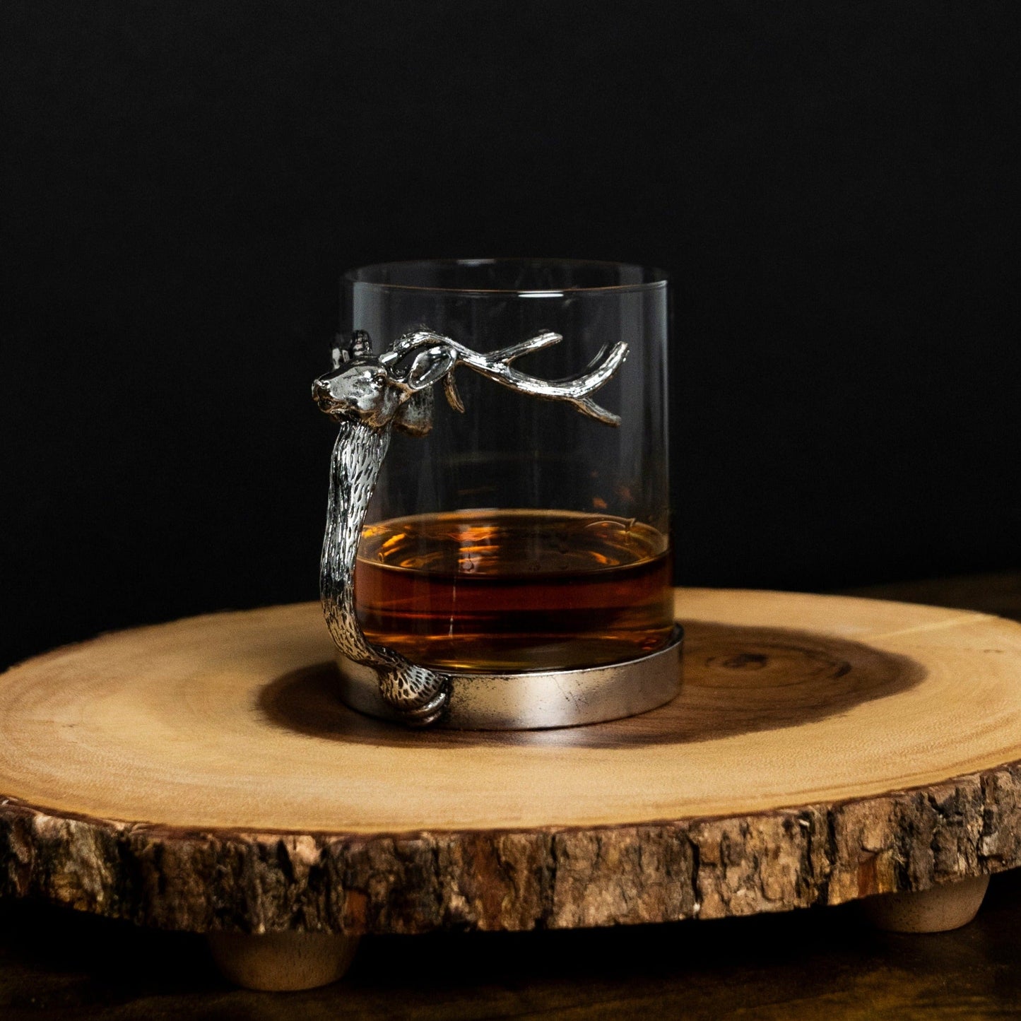 Silver Stag Deer Glass Mug