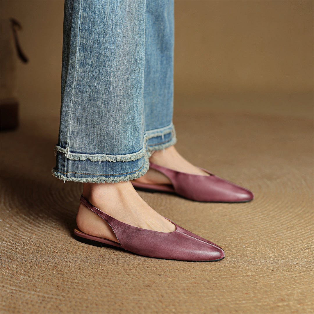 Juliet™ Genuine Leather Slingback Flats