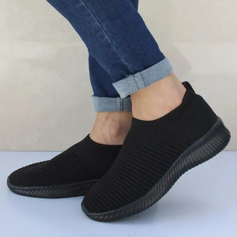 Sienna™ – Knit Sock Slip‑On Walking Flats