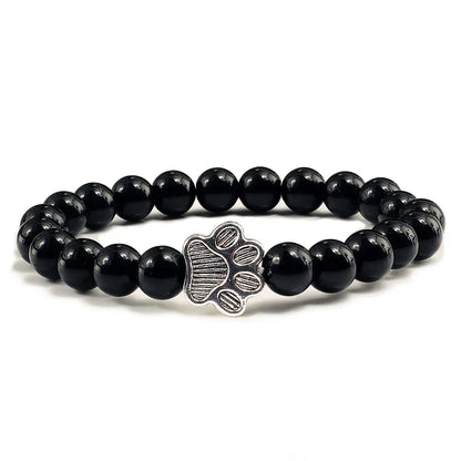 Beaded Paw Bracelet – Natural Stone Design