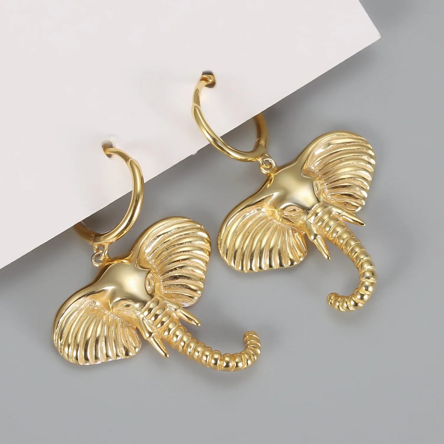 Elephant Charm Hoop Earrings