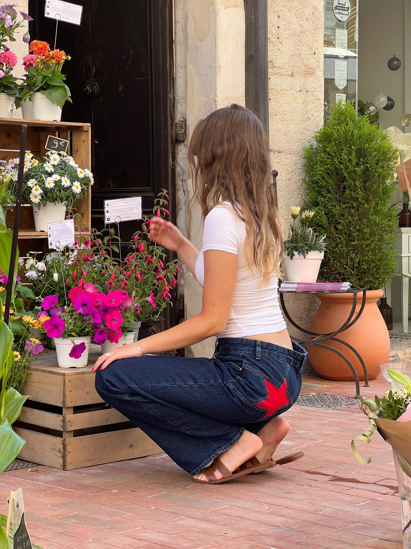 Star Jeans™ With Red Stars - Wide Leg 100% Cotton