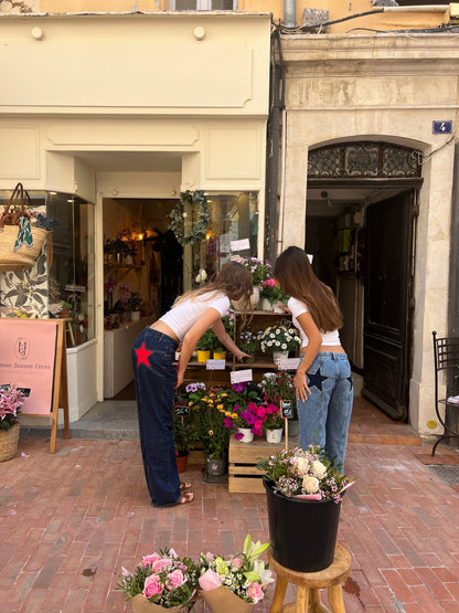 Star Jeans™ With Red Stars - Wide Leg 100% Cotton