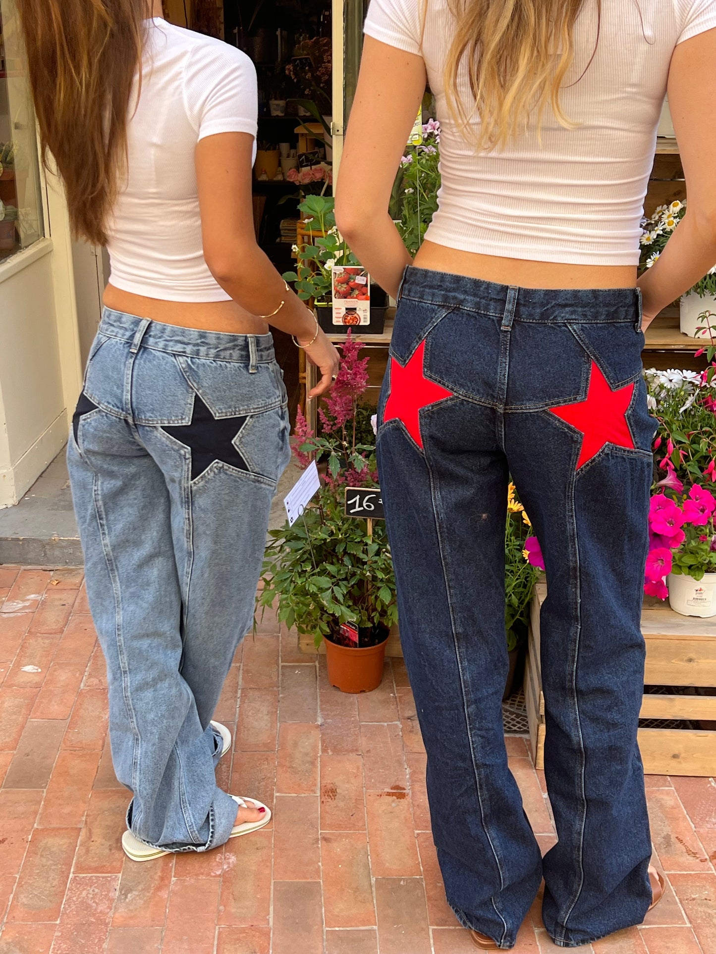 Star Jeans™ With Red Stars - Wide Leg 100% Cotton