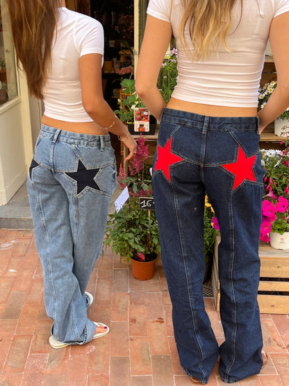Star Jeans™ With Red Stars - Wide Leg 100% Cotton