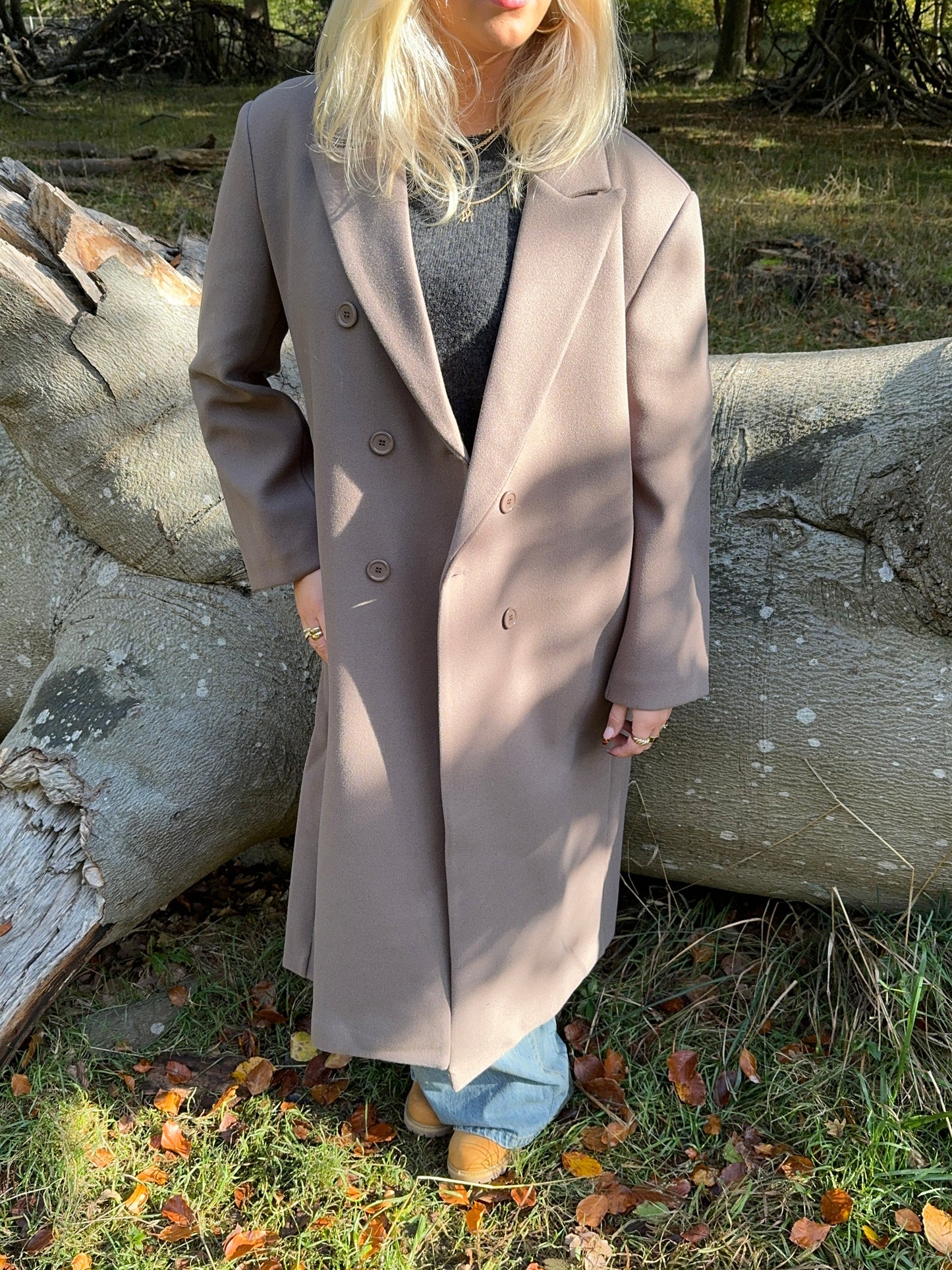 Alva oversized frakke - Taupe