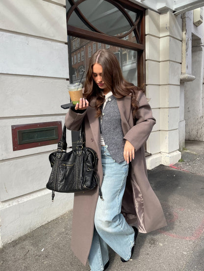 Alva oversized frakke - Taupe