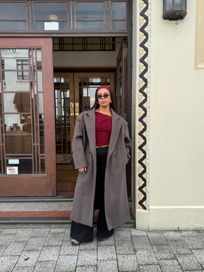 Alva oversized frakke - Taupe