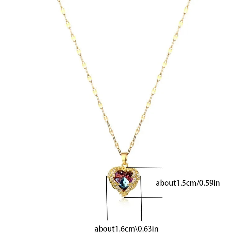 Crystal Ocean Heart Pendant Necklace