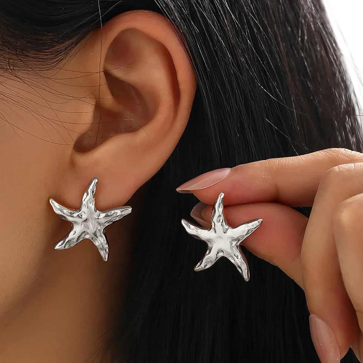Golden Starfish Stud Earrings