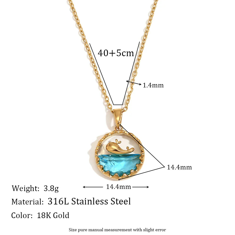 Blue Ocean Whale Pendant Necklace