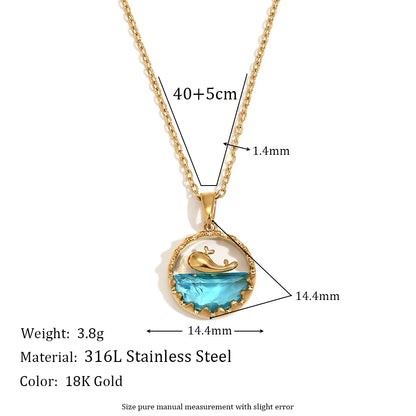 Blue Ocean Whale Pendant Necklace