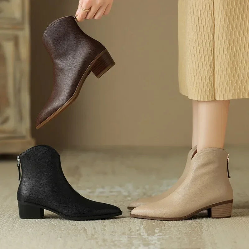 Marveira™ Pointed-Toe Vegan Ankle Boots