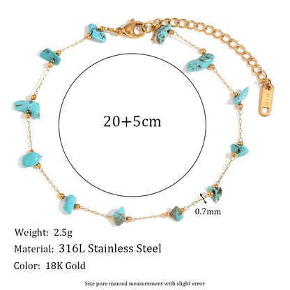 Natural Stone Gold Anklet