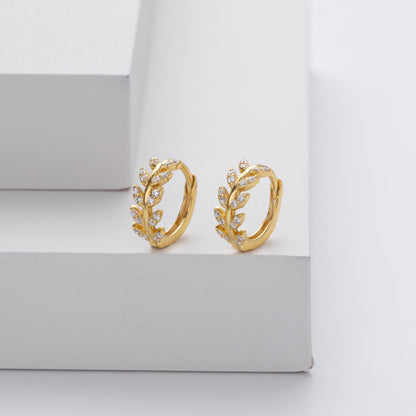 Leaf-Shaped Silver Hoops