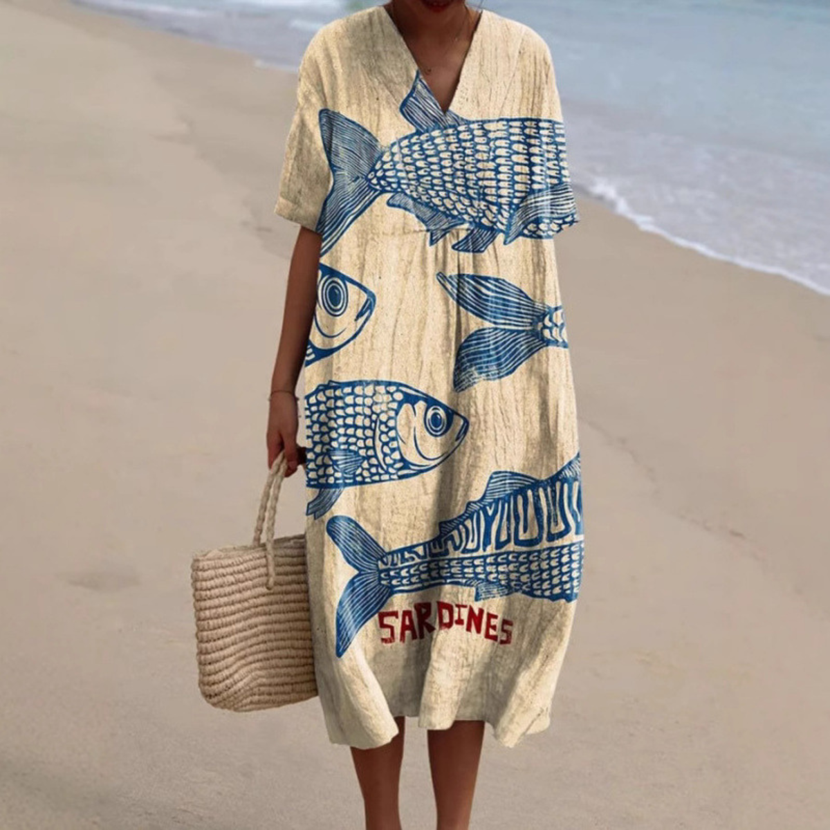 Jordyn™ | Coastal Sardine Print Summer Dress
