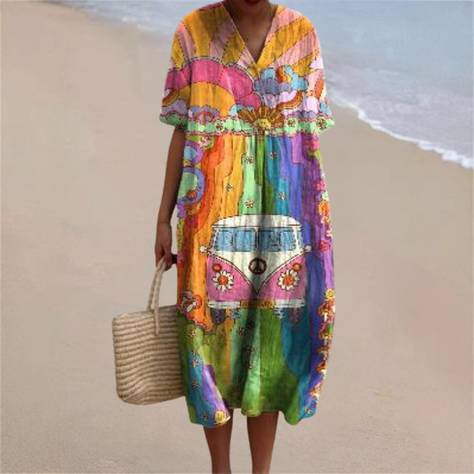Marley™ | Retro Rainbow Van Summer Dress